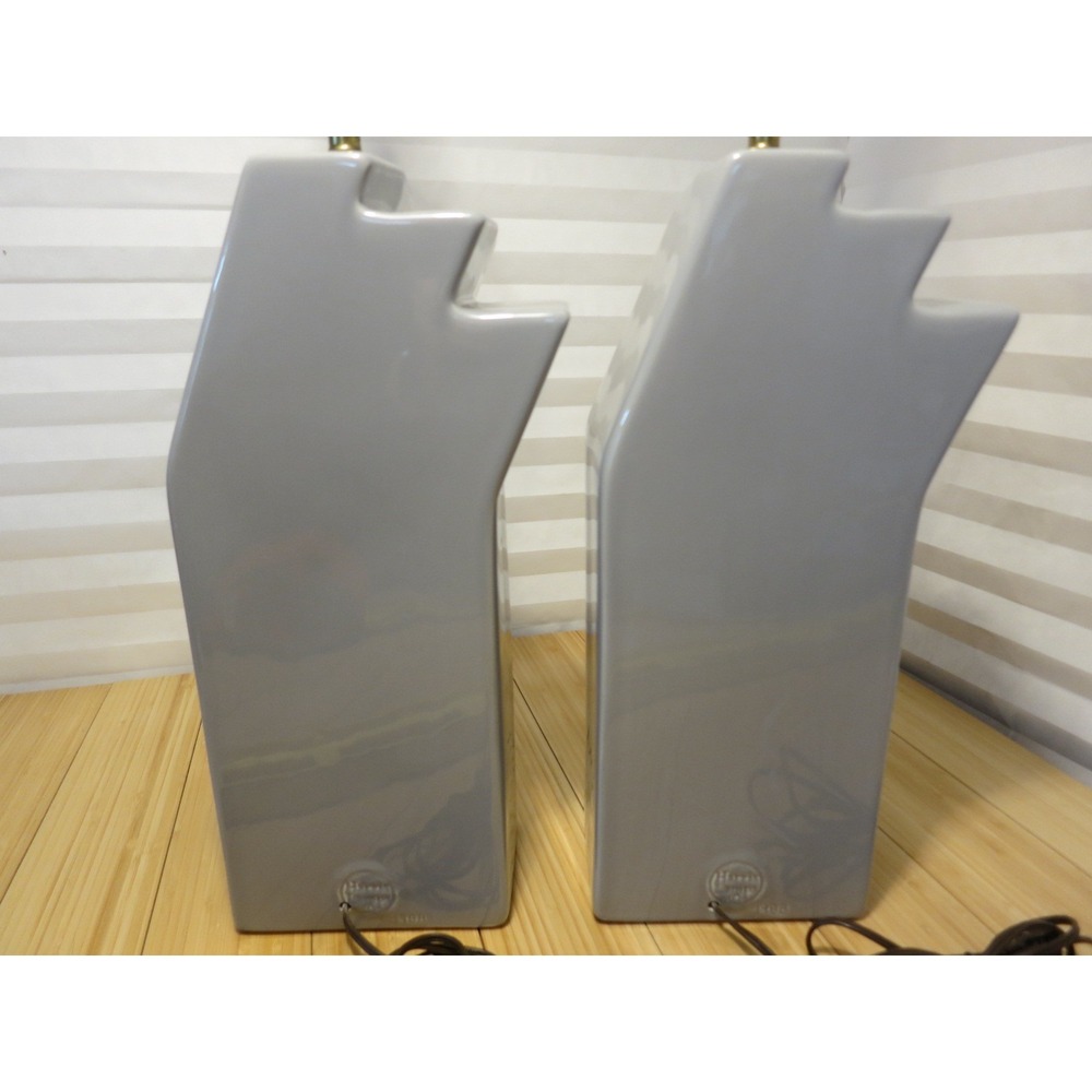 Vintage 1988 Harris Lamps Gray Geometric Modern 3-Stage Step Lamps (Set of 2) - Picture 9 of 12